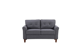 English Elm Dark Tufted Mid-Century Loveseat Plush 2-Seater Sofa for Compact Living Spaces B2735P514824
