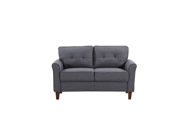 English Elm Dark Tufted Mid-Century Loveseat Plush 2-Seater Sofa for Compact Living Spaces B2735P514824