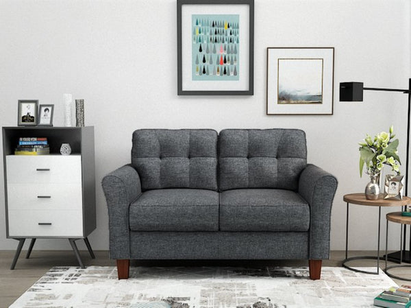 English Elm Dark Tufted Mid-Century Loveseat Plush 2-Seater Sofa for Compact Living Spaces B2735P514824