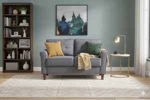 English Elm Dark Tufted Mid-Century Loveseat Plush 2-Seater Sofa for Compact Living Spaces B2735P514824