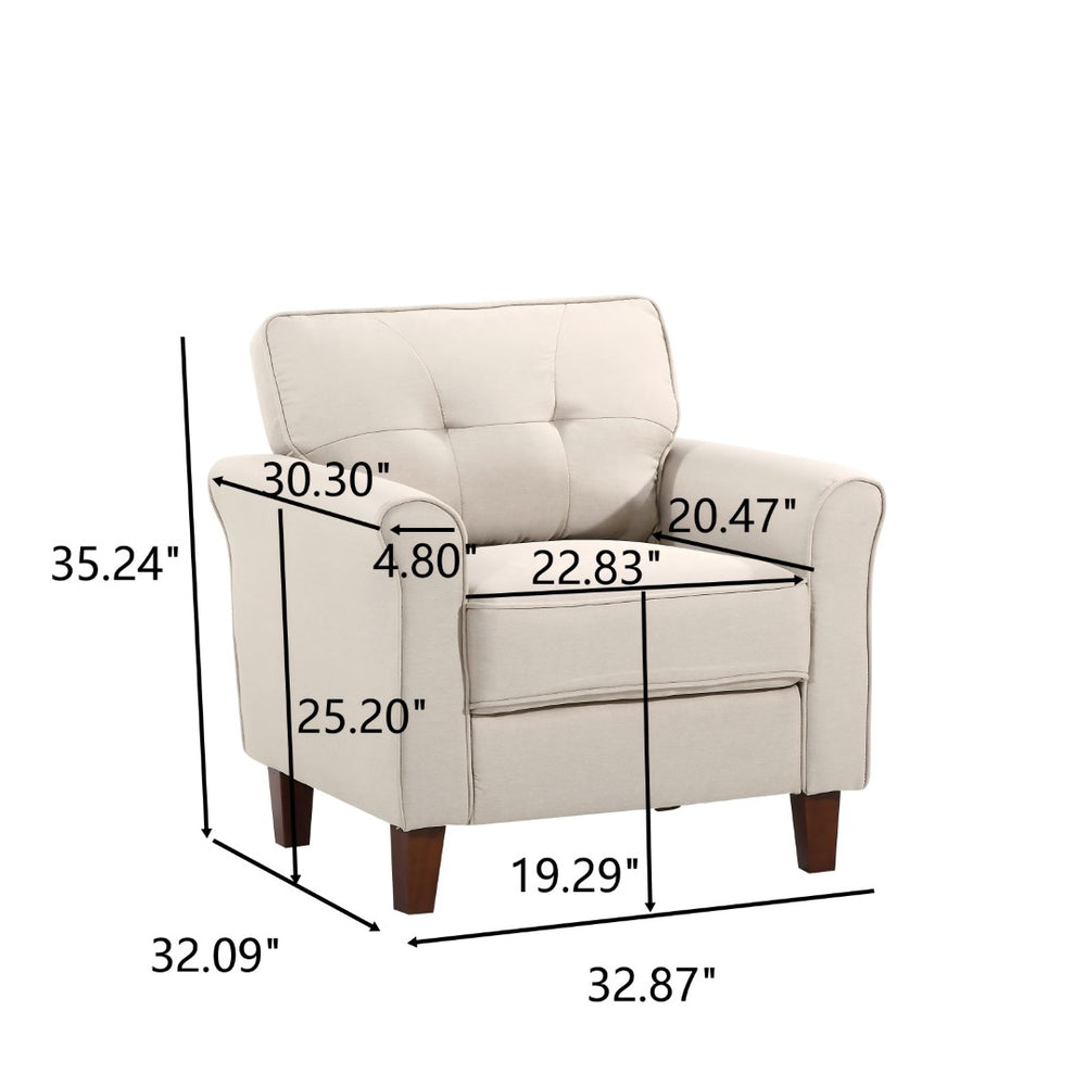 English Elm Mid-Century Tufted Arm Chair with Tapered Legs for Reading Nooks and Home Offices B2735P514826