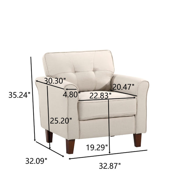 English Elm Mid-Century Tufted Arm Chair with Tapered Legs for Reading Nooks and Home Offices B2735P514826