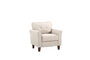 English Elm Mid-Century Tufted Arm Chair with Tapered Legs for Reading Nooks and Home Offices B2735P514826