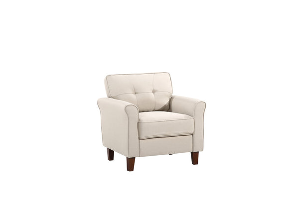 English Elm Mid-Century Tufted Arm Chair with Tapered Legs for Reading Nooks and Home Offices B2735P514826