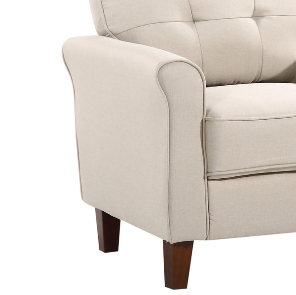 English Elm Mid-Century Tufted Arm Chair with Tapered Legs for Reading Nooks and Home Offices B2735P514826