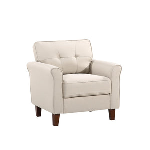 English Elm Mid-Century Tufted Arm Chair with Tapered Legs for Reading Nooks and Home Offices B2735P514826