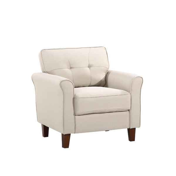 English Elm Mid-Century Tufted Arm Chair with Tapered Legs for Reading Nooks and Home Offices B2735P514826