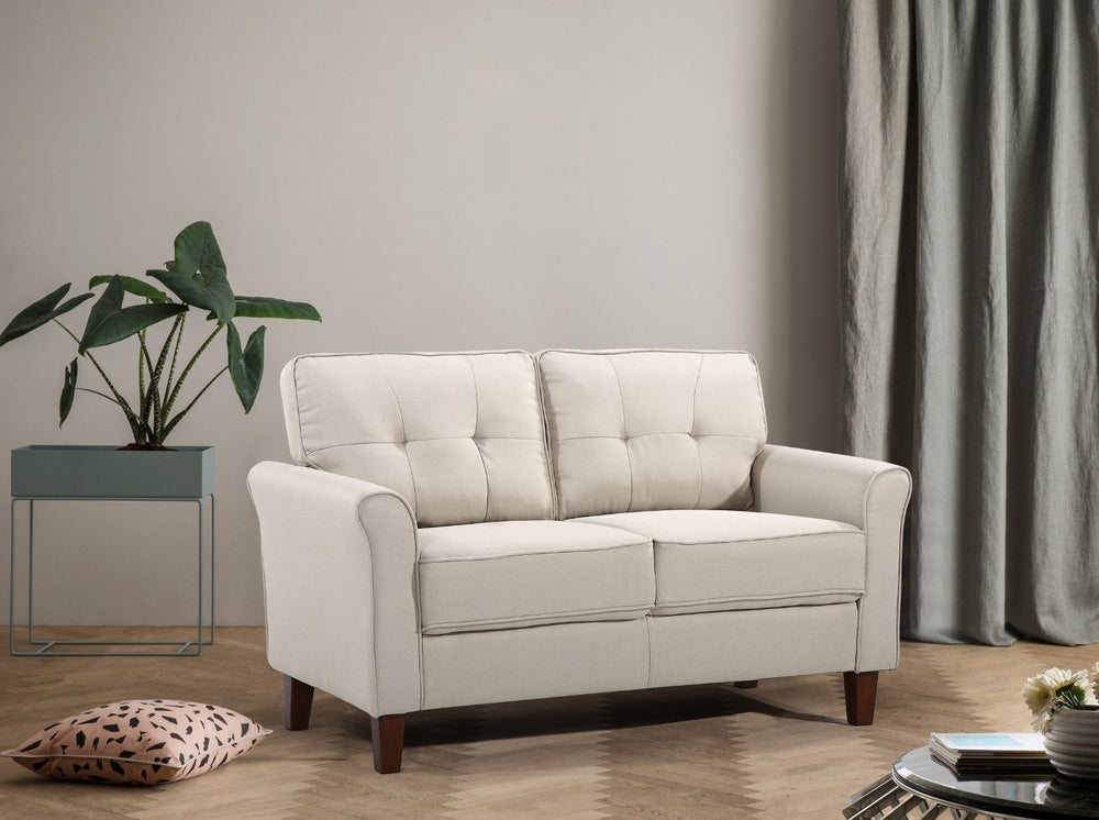 English Elm Mid-Century Tufted Loveseat with Tapered Legs Plush Two-Seat Sofa for Apartment Living B2735P514827