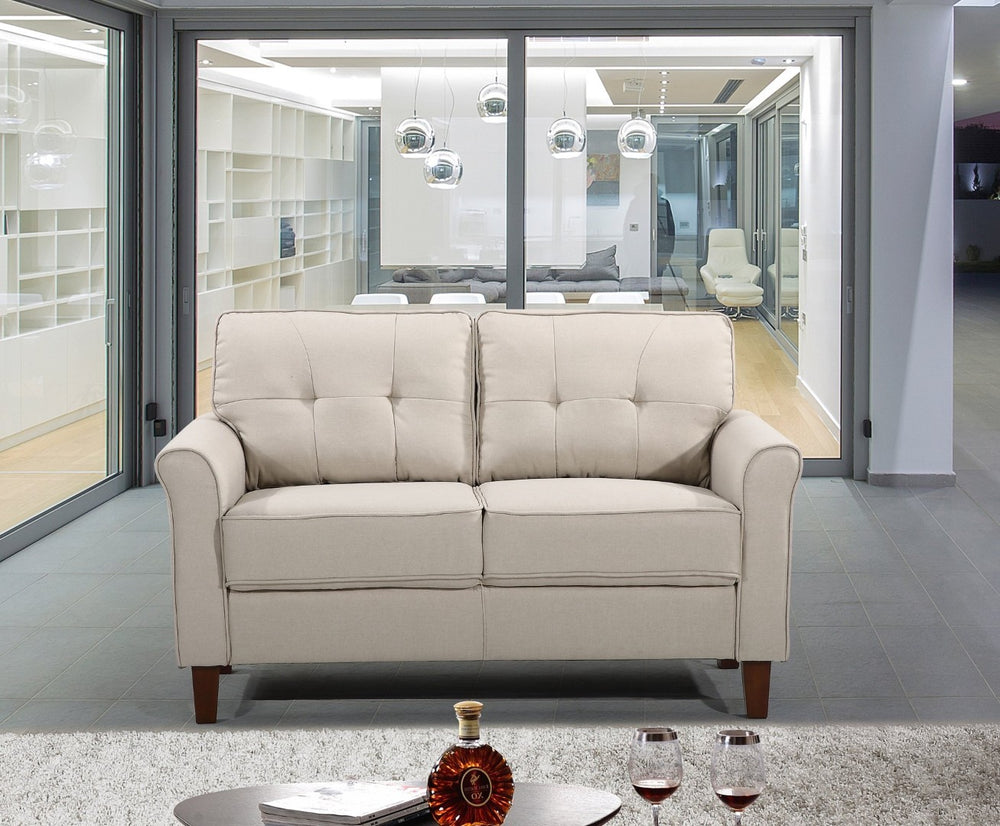 English Elm Mid-Century Tufted Loveseat with Tapered Legs Plush Two-Seat Sofa for Apartment Living B2735P514827