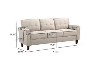 English Elm Mid-Century Tufted Three-Seat Sofa with Low-Profile Frame for Stylish Living Spaces B2735P514828