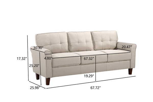 English Elm Mid-Century Tufted Three-Seat Sofa with Low-Profile Frame for Stylish Living Spaces B2735P514828