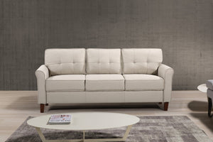 English Elm Mid-Century Tufted Three-Seat Sofa with Low-Profile Frame for Stylish Living Spaces B2735P514828