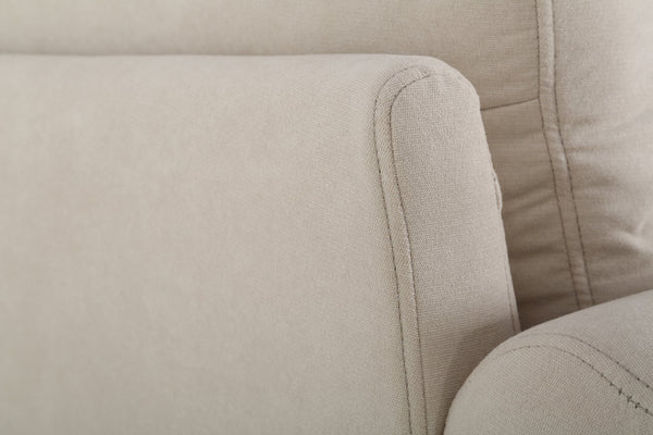 English Elm Transitional Button Tufted Loveseat with Nailhead Trim Rolled Arms and Pine Frame Beige B2735P527506