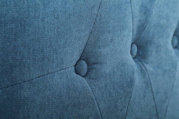 English Elm Transitional Button Tufted Loveseat with Nailhead Trim Rolled Arms and Pine Frame Navy Blue B2735P527508