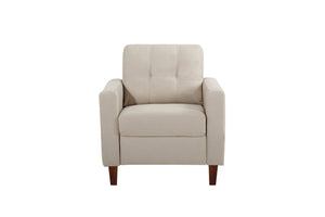 English Elm Button Tufted Accent Chair Polyester Upholstered Transitional Seat for Living Room Beige B2735P527614