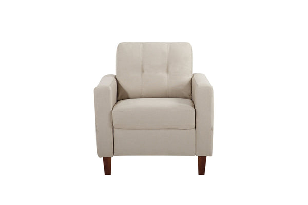 English Elm Button Tufted Accent Chair Polyester Upholstered Transitional Seat for Living Room Beige B2735P527614