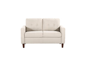 English Elm Button Tufted Polyester Loveseat with Piped Trim and Square Arms for Living Room Beige B2735P527615