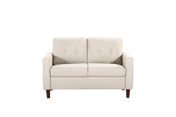 English Elm Button Tufted Polyester Loveseat with Piped Trim and Square Arms for Living Room Beige B2735P527615