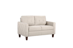 English Elm Button Tufted Polyester Loveseat with Piped Trim and Square Arms for Living Room Beige B2735P527615