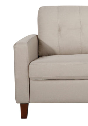 English Elm Piped Trim Tufted Polyester Accent Chair with Square Arms for Living Room Decor Beige B2735P527616