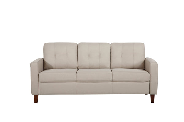 English Elm Piped Trim Tufted Polyester Accent Chair with Square Arms for Living Room Decor Beige B2735P527616