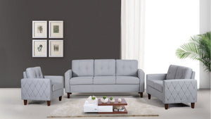 English Elm Button Tufted Accent Chair Polyester Upholstered Transitional Seat for Living Room Light Gray B2735P527617