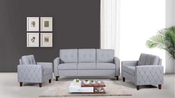 English Elm Button Tufted Accent Chair Polyester Upholstered Transitional Seat for Living Room Light Gray B2735P527617