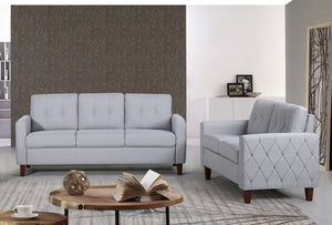 English Elm Button Tufted Accent Chair Polyester Upholstered Transitional Seat for Living Room Light Gray B2735P527617