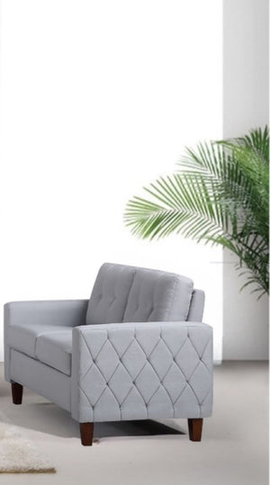 English Elm Button Tufted Accent Chair Polyester Upholstered Transitional Seat for Living Room Light Gray B2735P527617