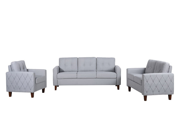 English Elm Button Tufted Accent Chair Polyester Upholstered Transitional Seat for Living Room Light Gray B2735P527617