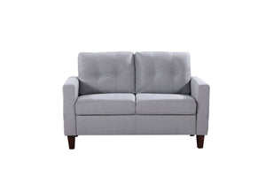 English Elm Button Tufted Accent Chair Polyester Upholstered Transitional Seat for Living Room Light Gray B2735P527617