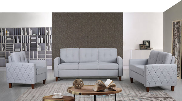 English Elm Button Tufted Accent Chair Polyester Upholstered Transitional Seat for Living Room Light Gray B2735P527617
