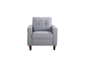 English Elm Button Tufted Accent Chair Polyester Upholstered Transitional Seat for Living Room Light Gray B2735P527617