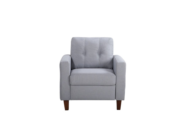 English Elm Button Tufted Accent Chair Polyester Upholstered Transitional Seat for Living Room Light Gray B2735P527617