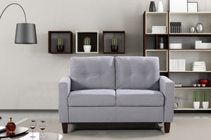 English Elm Button Tufted Accent Chair Polyester Upholstered Transitional Seat for Living Room Light Gray B2735P527617