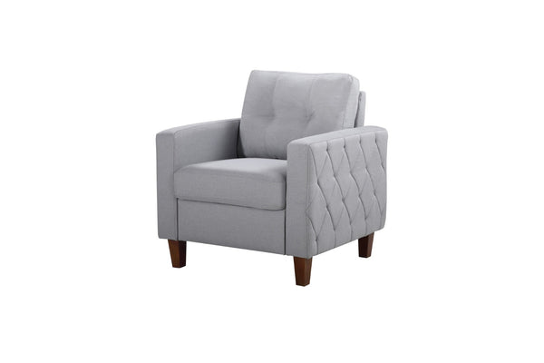 English Elm Button Tufted Accent Chair Polyester Upholstered Transitional Seat for Living Room Light Gray B2735P527617