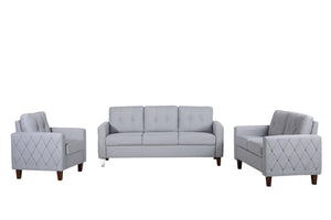 English Elm Button Tufted Accent Chair Polyester Upholstered Transitional Seat for Living Room Light Gray B2735P527617