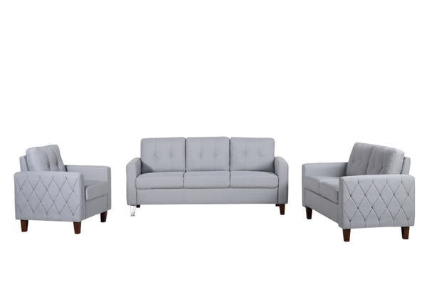 English Elm Button Tufted Accent Chair Polyester Upholstered Transitional Seat for Living Room Light Gray B2735P527617