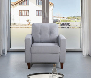 English Elm Button Tufted Accent Chair Polyester Upholstered Transitional Seat for Living Room Light Gray B2735P527617