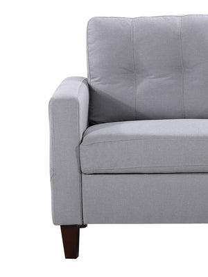 English Elm Piped Trim Tufted Polyester Accent Chair with Square Arms for Living Room Decor Light Gray B2735P527619