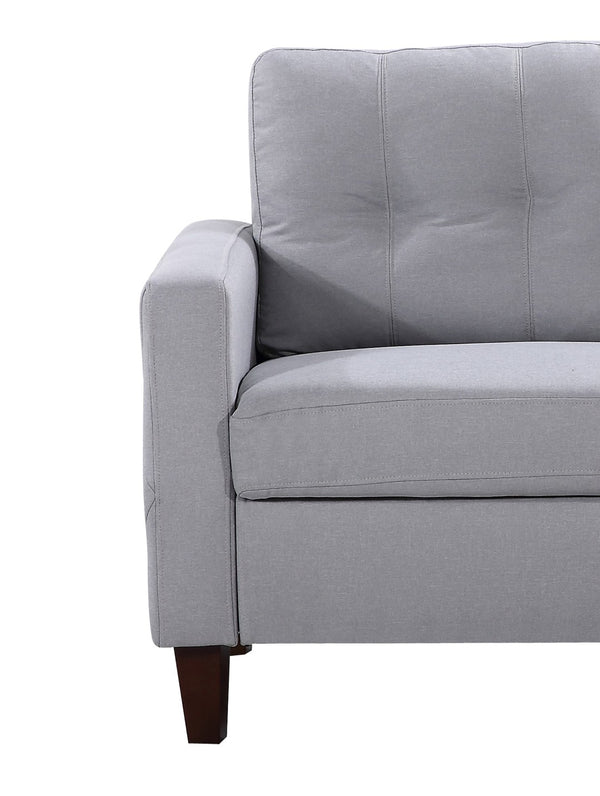 English Elm Piped Trim Tufted Polyester Accent Chair with Square Arms for Living Room Decor Light Gray B2735P527619