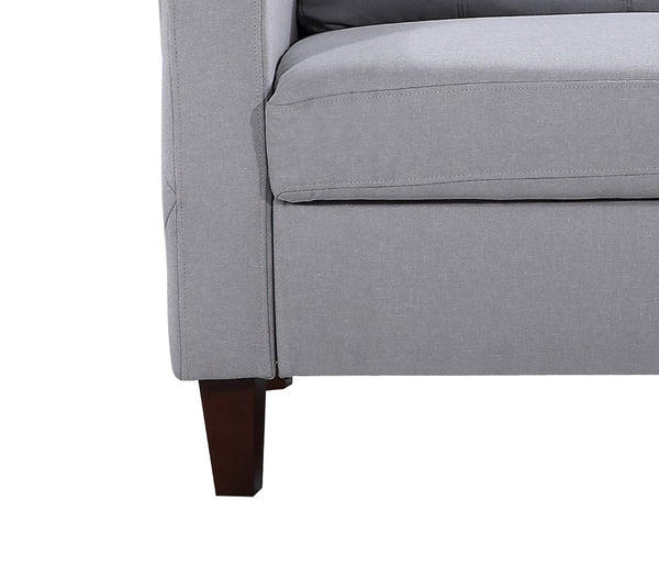 English Elm Piped Trim Tufted Polyester Accent Chair with Square Arms for Living Room Decor Light Gray B2735P527619