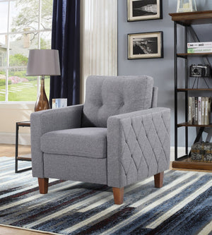 English Elm Button Tufted Accent Chair Polyester Upholstered Transitional Seat for Living Room Dark Grey B2735P527620