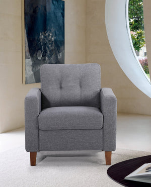 English Elm Button Tufted Accent Chair Polyester Upholstered Transitional Seat for Living Room Dark Grey B2735P527620