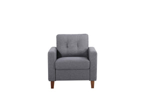 English Elm Button Tufted Accent Chair Polyester Upholstered Transitional Seat for Living Room Dark Grey B2735P527620