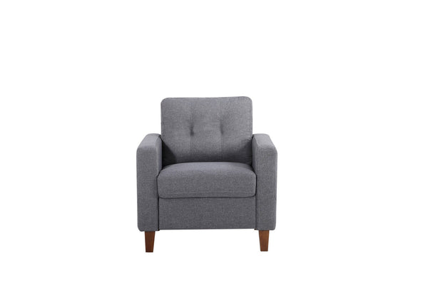 English Elm Button Tufted Accent Chair Polyester Upholstered Transitional Seat for Living Room Dark Grey B2735P527620