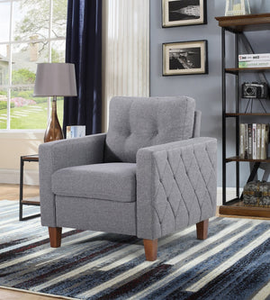 English Elm Button Tufted Accent Chair Polyester Upholstered Transitional Seat for Living Room Dark Grey B2735P527620