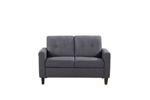 English Elm Button Tufted Polyester Loveseat with Piped Trim and Square Arms for Living Room Dark Grey B2735P527621