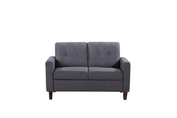 English Elm Button Tufted Polyester Loveseat with Piped Trim and Square Arms for Living Room Dark Grey B2735P527621