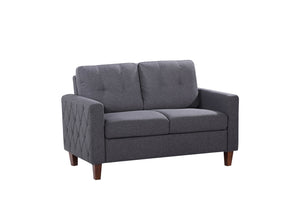 English Elm Button Tufted Polyester Loveseat with Piped Trim and Square Arms for Living Room Dark Grey B2735P527621